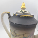 Black Dragonware Tea Coffee Pot Carafe Lid Japanese Moriage Gold Hand Painted