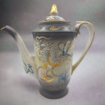 Black Dragonware Tea Coffee Pot Carafe Lid Japanese Moriage Gold Hand Painted