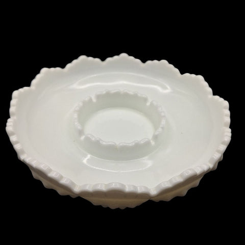 Fenton White Milk Glass Hobnail Ashtray Candle Holder Chip N Dip 8 Inch Diameter