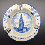 Delft Zenith Gouda 1138 Ashtray Martinitoren Groningen Blue White Chipped Ceramic