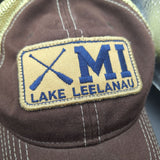 Zephyr Lake Leelanau Michigan Hat Brown Tan Paddles Vented Snap Adjustable