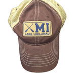 Zephyr Lake Leelanau Michigan Hat Brown Tan Paddles Vented Snap Adjustable