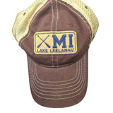 Zephyr Lake Leelanau Michigan Hat Brown Tan Paddles Vented Snap Adjustable