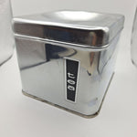 Lincoln Beauty Ware Chrome Canister Tea USA Deco Retro MCM 50s Metal Tin Lid