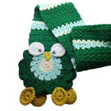 Handmade Owl Scarf Long Knit Crochet Green Blue 72 Inch Buttons Adult Winter