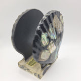 Napkin Letter Holder Abalone Black Shell Ocean Vintage Trends Industries Resin