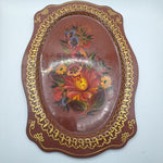 Handpainted Tray Floral Small Vintage Metal USA Tin Chipped Black Eyed Susan