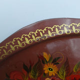 Handpainted Tray Floral Small Vintage Metal USA Tin Chipped Black Eyed Susan