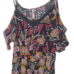 Xhilaration Dress Cold Shoulder Floral Print Pink Black Womens Large Midi