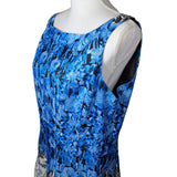 J Taylor Dress Blue Roses Gray Sleeveless Womens 16 A Line Knee Length