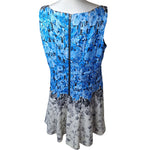 J Taylor Dress Blue Roses Gray Sleeveless Womens 16 A Line Knee Length