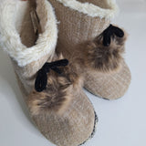 Cuddl Duds Slippers Soft Brown Tan Womens 7 8 Medium Pom Pon Ties