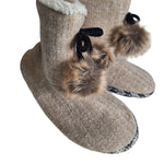 Cuddl Duds Slippers Soft Brown Tan Womens 7 8 Medium Pom Pon Ties