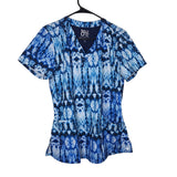 Barco One Scrub Top Womens Medium Stretch Watercolor Blue Pockets V Neck