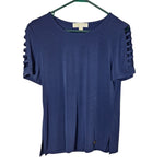 Michael Kors MK Blouse Shoulder Cutout Cold Blue Womens Small Shirt Lightweight