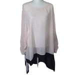 Como Black See Through Blouse Pink Buttons Hi Low Women Plus 3X Sheer Long Cover