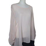 Como Black See Through Blouse Pink Buttons Hi Low Women Plus 3X Sheer Long Cover