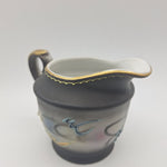 Dragonware Japanese Moriage Cream Pitcher Black Blue Raised Paint Gold Small