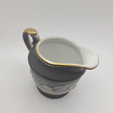 Dragonware Japanese Moriage Cream Pitcher Black Blue Raised Paint Gold Small