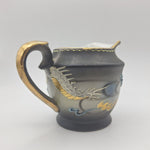 Dragonware Japanese Moriage Cream Pitcher Black Blue Raised Paint Gold Small