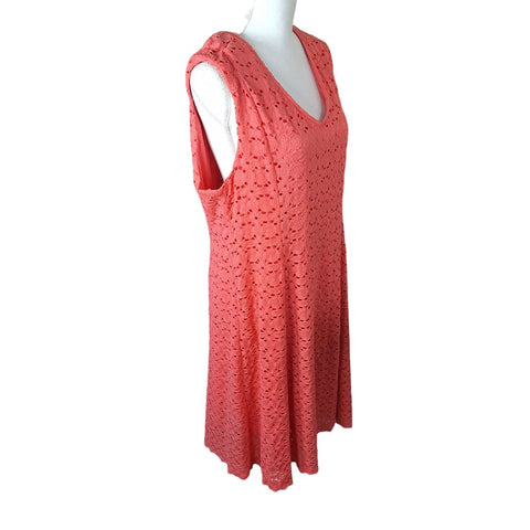 Liz Claiborne Dress Eyelet Lace Pink Peach Salmon Womens Plus Size 18 New Tags