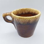 Hull Cup Mug Brown Drip Glaze Oven Proof Coffee Tea Square Handle USA 3.5 Inch