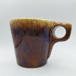 Hull Cup Mug Brown Drip Glaze Oven Proof Coffee Tea Square Handle USA 3.5 Inch