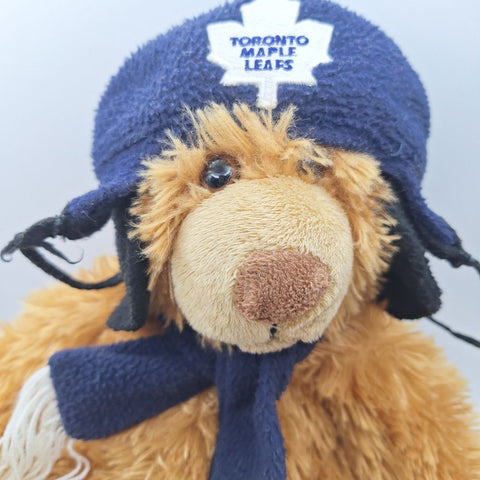 NHL Toronto Maple Leafs Bear Plush Helmet Scarf Blue Brown Soft Small Hockey