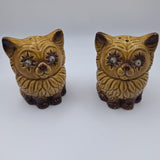 Cat Googly Eyed Salt Pepper Shaker Set Japan Two Brown Vintage Stoppers Star Eye