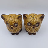 Cat Googly Eyed Salt Pepper Shaker Set Japan Two Brown Vintage Stoppers Star Eye