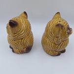 Cat Googly Eyed Salt Pepper Shaker Set Japan Two Brown Vintage Stoppers Star Eye