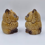 Cat Googly Eyed Salt Pepper Shaker Set Japan Two Brown Vintage Stoppers Star Eye