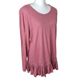 LOGO Lori Goldstein Pink Ruffle Shirt Long Sleeve Womens Large