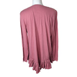 LOGO Lori Goldstein Pink Ruffle Shirt Long Sleeve Womens Large