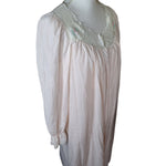 Soft Moments Night Gown Pajama Set Peach Lace Two Piece Embroidered Over Shirt