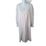 Soft Moments Night Gown Pajama Set Peach Lace Two Piece Embroidered Over Shirt