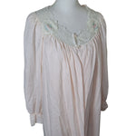 Soft Moments Night Gown Pajama Set Peach Lace Two Piece Embroidered Over Shirt