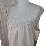 Soft Moments Night Gown Pajama Set Peach Lace Two Piece Embroidered Over Shirt