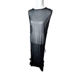 Long Sheer BlackSwimsuit Cover Slit Side Tie Floor Sleeveless Womens Plus 2XL