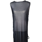 Long Sheer BlackSwimsuit Cover Slit Side Tie Floor Sleeveless Womens Plus 2XL