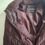 Liz Claiborne Winter Jacket Coat Zip Puffer Bergundy Maroon No Hood Womens XL