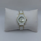 Laurier White Watch Quartz Mother Of Pearl Face Adjustable Metal Cuff