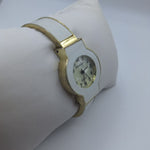 Laurier White Watch Quartz Mother Of Pearl Face Adjustable Metal Cuff