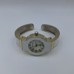 Laurier White Watch Quartz Mother Of Pearl Face Adjustable Metal Cuff