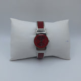 Denacci Red Watch Quartz Shiny Face Adjustable Metal Cuff