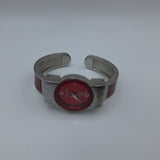 Denacci Red Watch Quartz Shiny Face Adjustable Metal Cuff