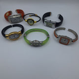 Lot 6 Watches Quartz Cuff Narmi Avon Da Vanci Orange Green Black Chip