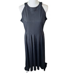 Long Black Dress Halter Sleeveless Top with Zipper Back Classic