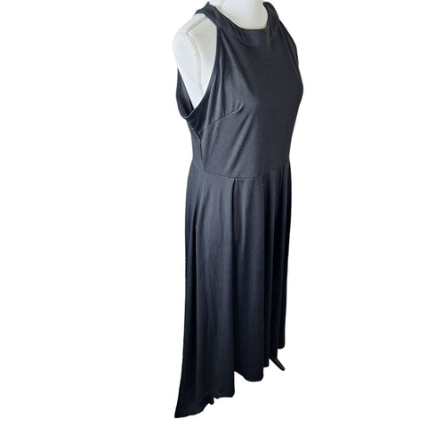 Long Black Dress Halter Sleeveless Top with Zipper Back Classic