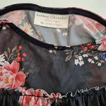 bobbie Brooks Sleeveless Black Floral Womens Plus 1X Sheer Layers Lightweight